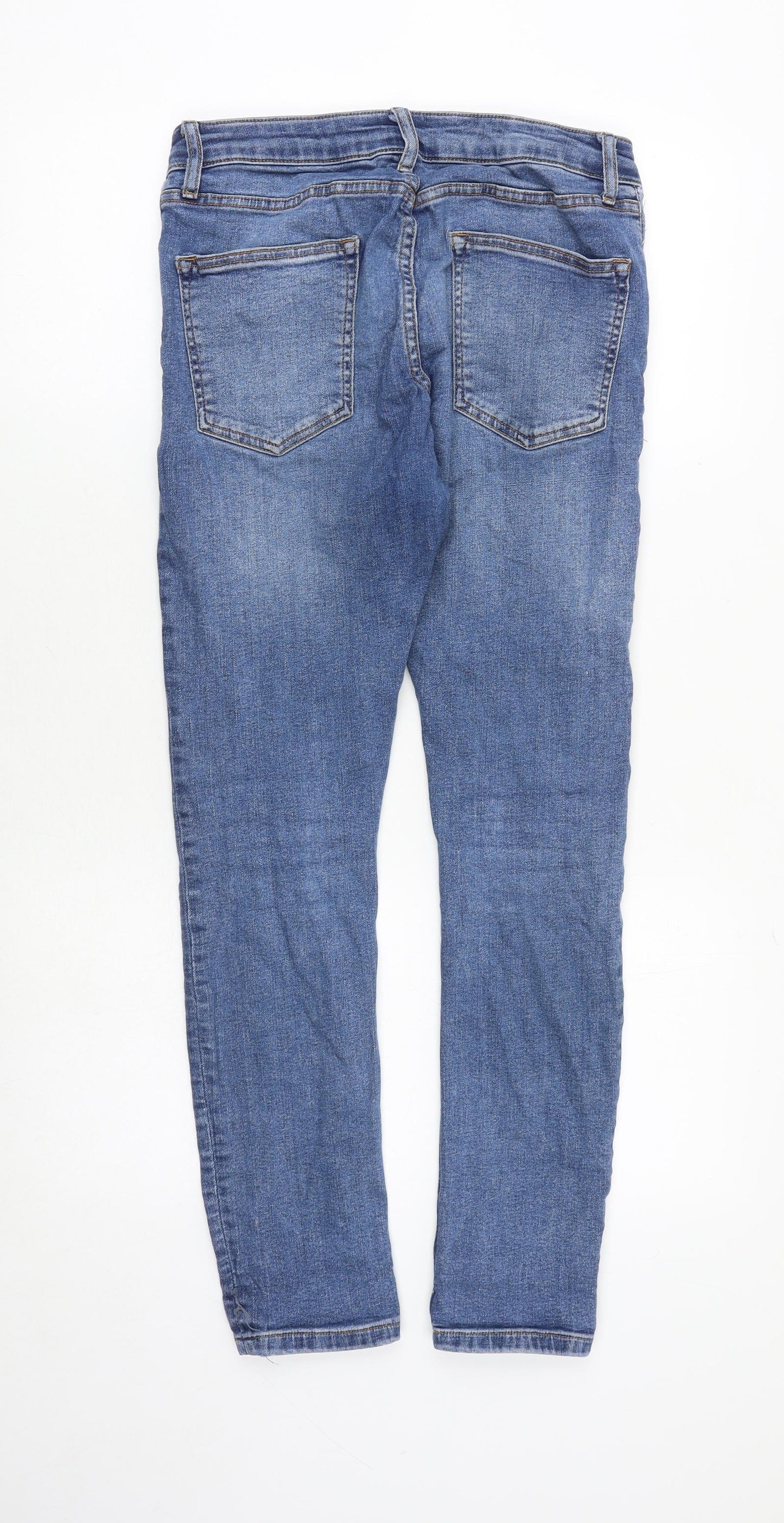 Topman Mens Blue Cotton Skinny Jeans Size 32 in L30 in Slim Zip