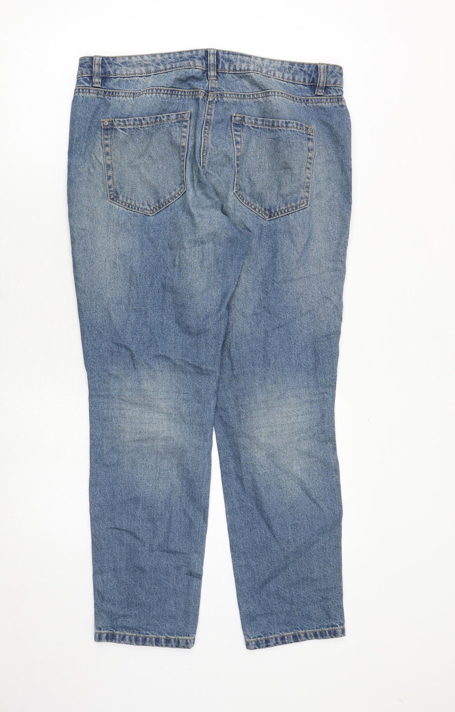 NEXT Womens Blue Cotton Straight Jeans Size 12 Regular Zip