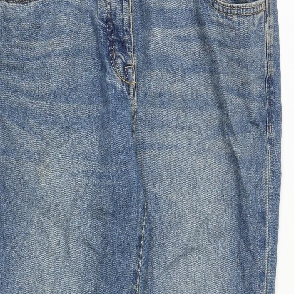 NEXT Womens Blue Cotton Straight Jeans Size 12 Regular Zip