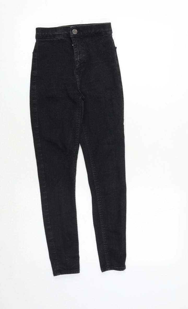 Topshop Womens Black Cotton Skinny Jeans Size 26 in Regular Zip
