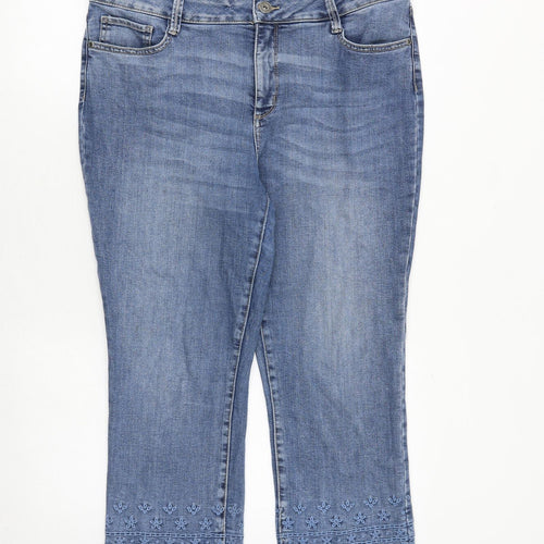 St. John's Bay Womens Blue Cotton Capri Jeans Size 14 Regular Zip