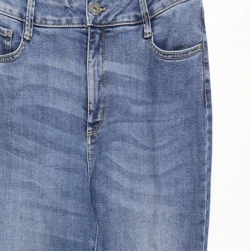 St. John's Bay Womens Blue Cotton Capri Jeans Size 14 Regular Zip