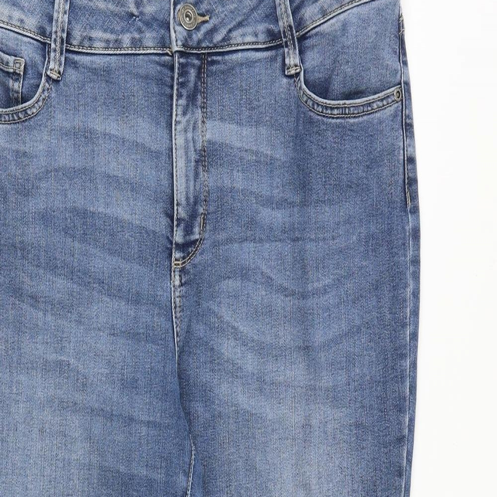 St. John's Bay Womens Blue Cotton Capri Jeans Size 14 Regular Zip