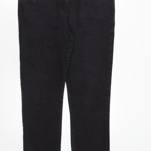 M&Co Womens Black Cotton Skinny Jeans Size 14 Regular Zip