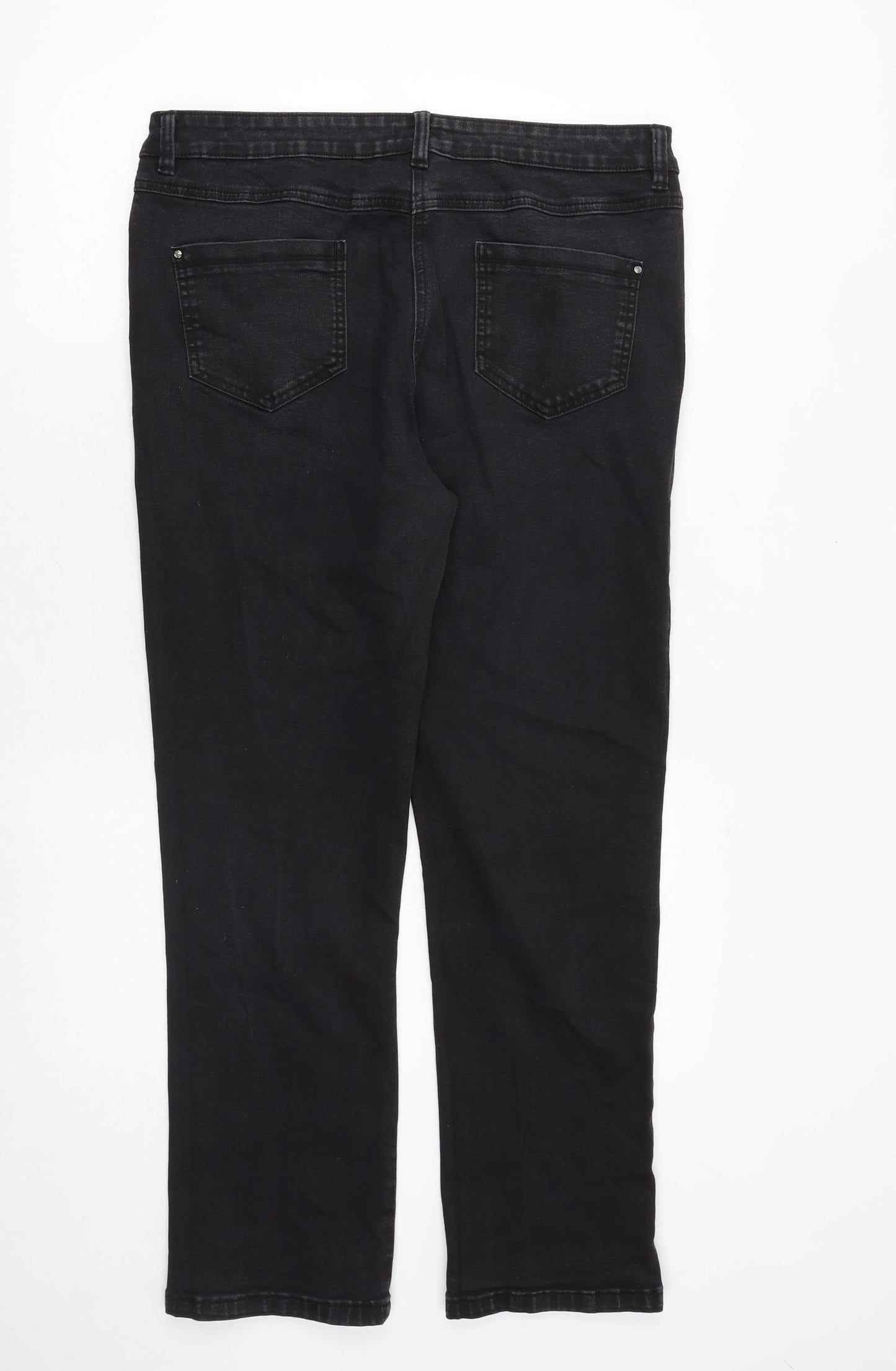 M&Co Womens Black Cotton Skinny Jeans Size 14 Regular Zip