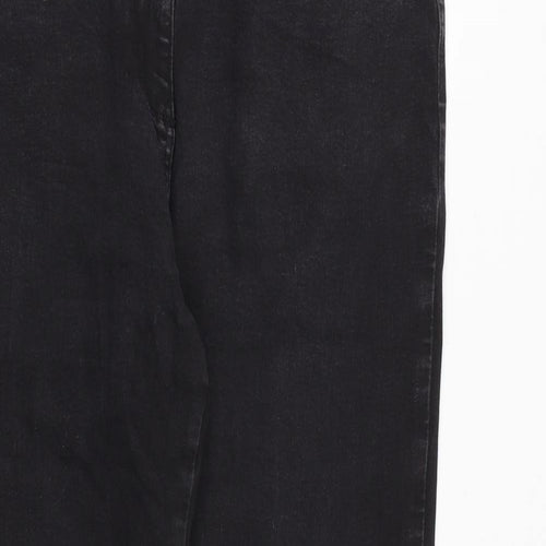 M&Co Womens Black Cotton Skinny Jeans Size 14 Regular Zip