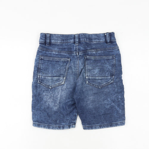 Marks and Spencer Boys Blue Cotton Chino Shorts Size 9-10 Years Regular Zip