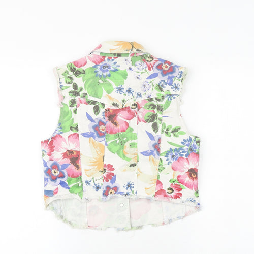 River Island Womens Multicoloured Floral Gilet Jacket Size 12 Button