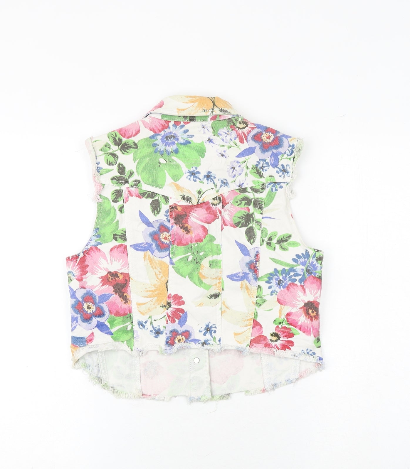 River Island Womens Multicoloured Floral Gilet Jacket Size 12 Button