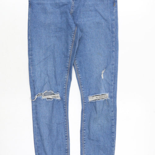 Topshop Womens Blue Cotton Skinny Jeans Size 26 in Regular Zip