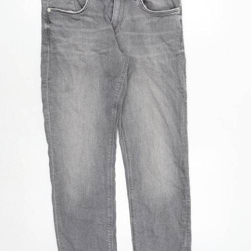 River Island Mens Grey Cotton Straight Jeans Size 30 in Regular Zip - Short Leg