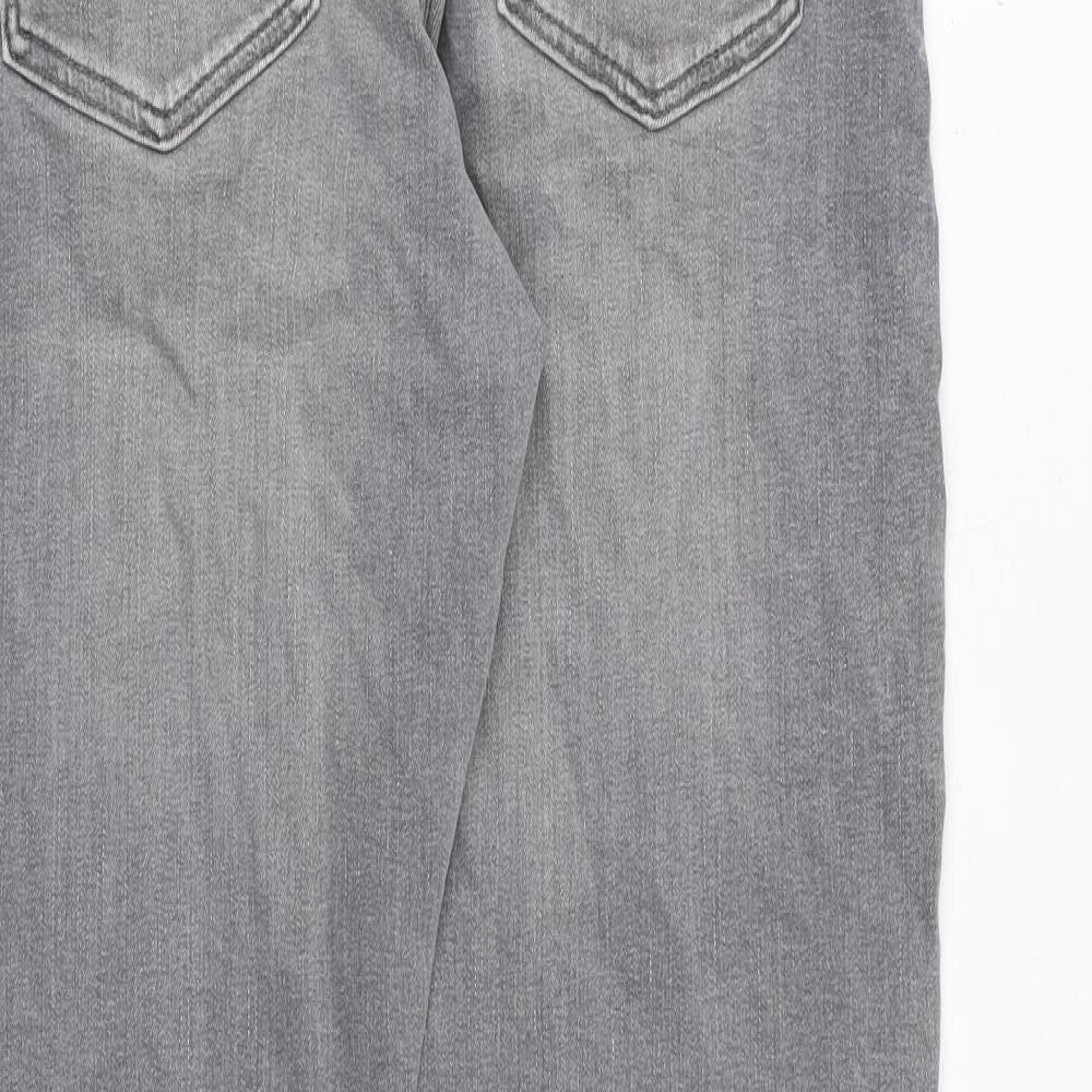 River Island Mens Grey Cotton Straight Jeans Size 30 in Regular Zip - Short Leg