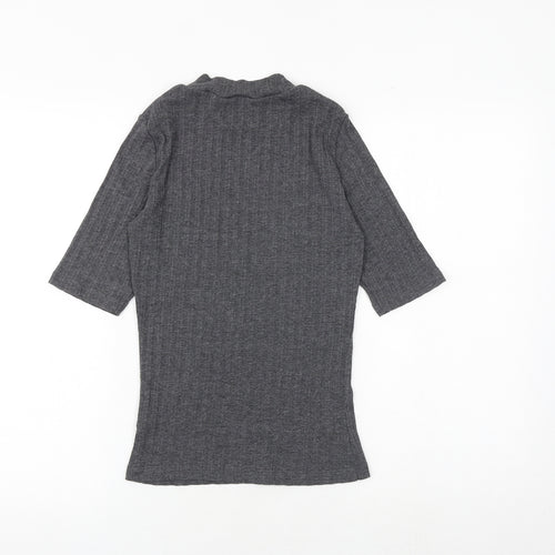 New Look Womens Grey Polyester Basic T-Shirt Size 10 Round Neck