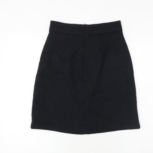 Marks and Spencer Womens Black Polyester A-Line Skirt Size 8 Zip