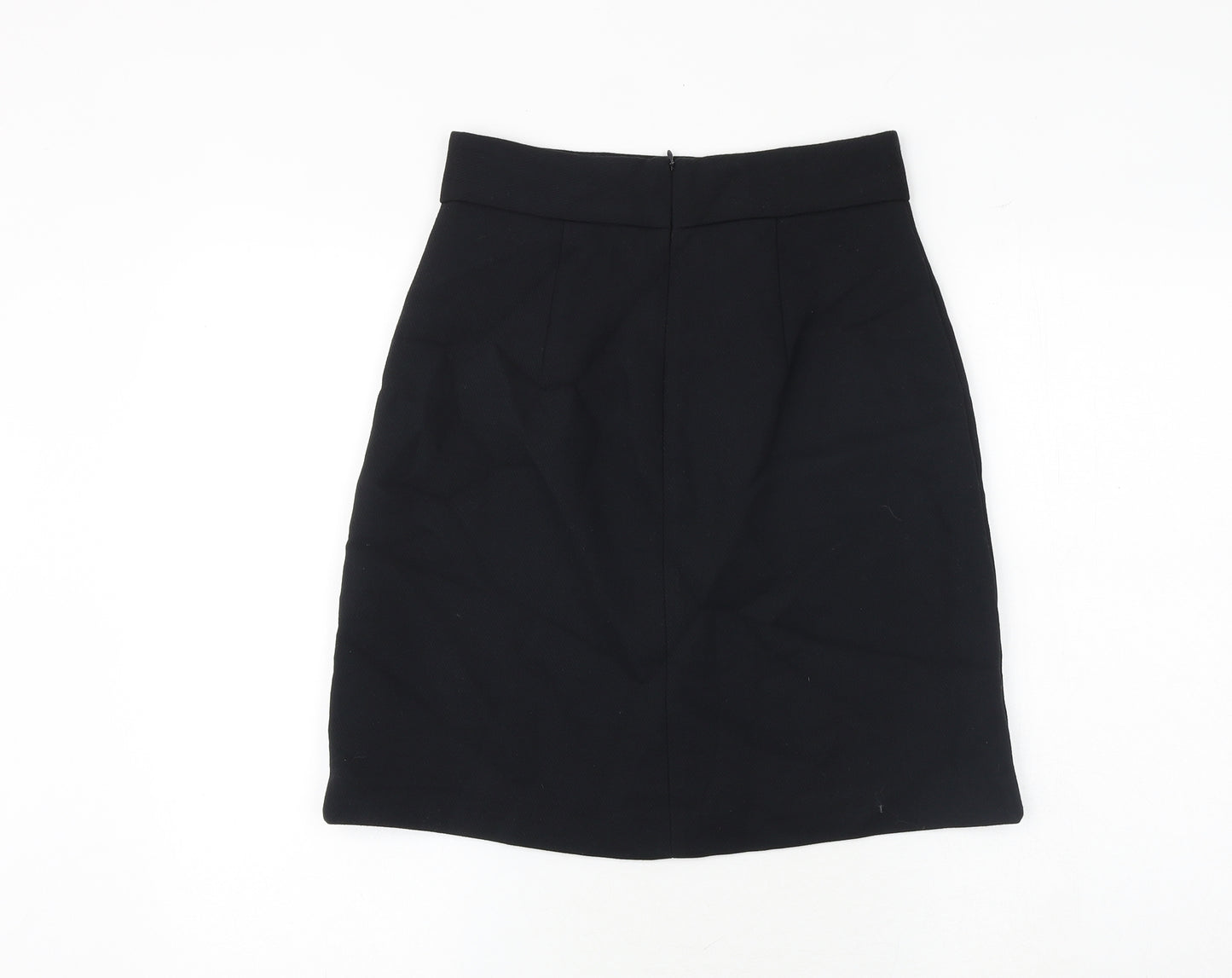 Marks and Spencer Womens Black Polyester A-Line Skirt Size 8 Zip