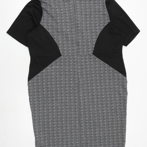 Anthology Womens Grey Geometric Polyester Shift Size 26 V-Neck Zip