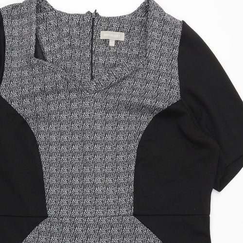 Anthology Womens Grey Geometric Polyester Shift Size 26 V-Neck Zip