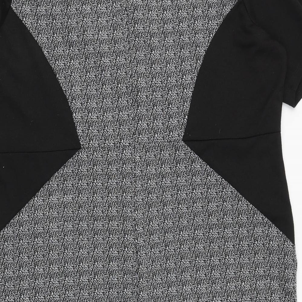 Anthology Womens Grey Geometric Polyester Shift Size 26 V-Neck Zip