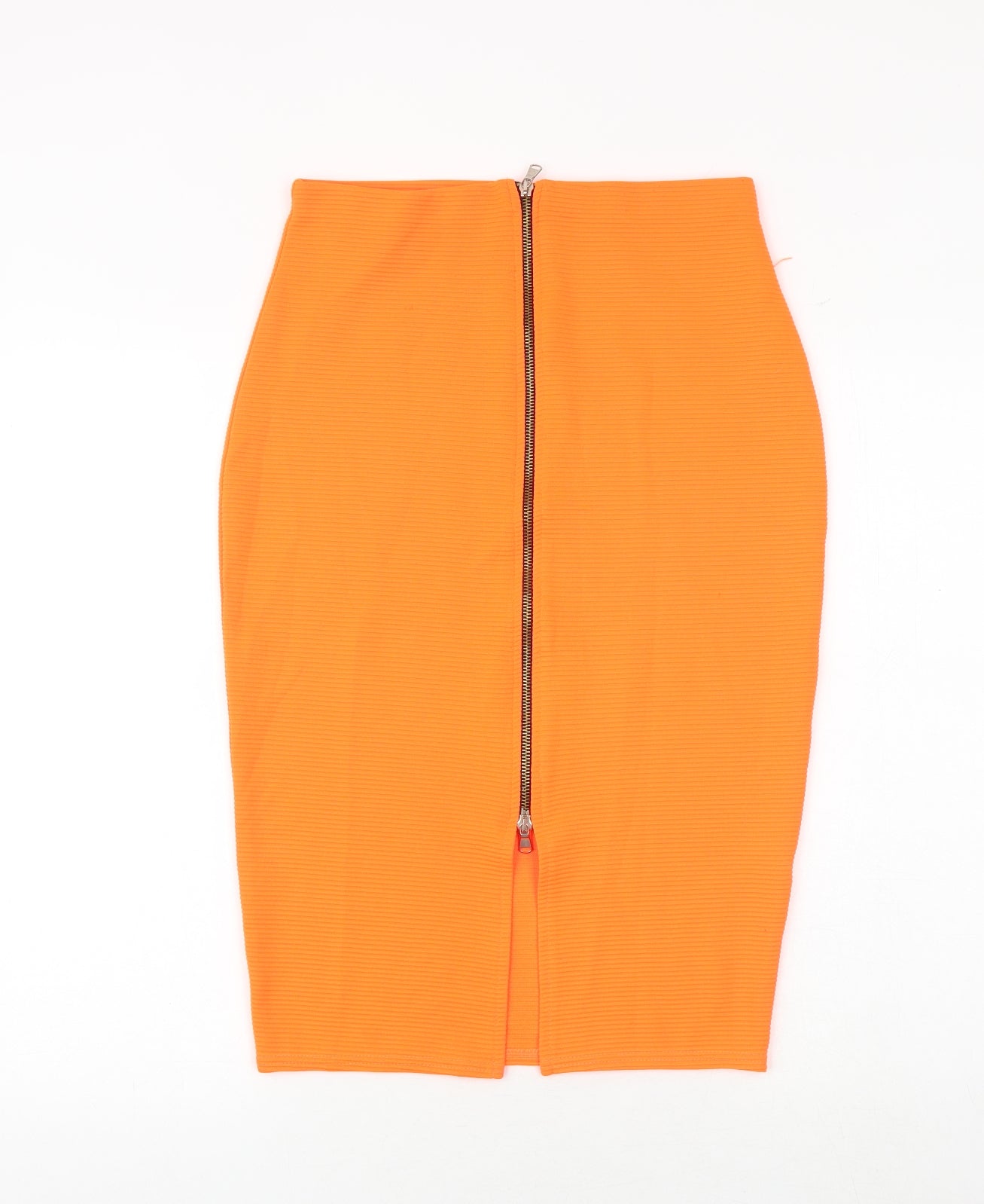 River Island Womens Orange Polyester Straight & Pencil Skirt Size 12 Zip
