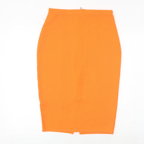 River Island Womens Orange Polyester Straight & Pencil Skirt Size 12 Zip
