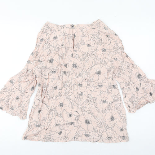 Phase Eight Womens Pink Floral Polyester Basic Blouse Size 12 Boat Neck