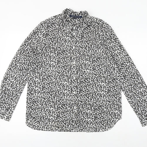 French Connection Womens Multicoloured Animal Print Polyester Basic Button-Up Size 10 Collared - Leopard Print