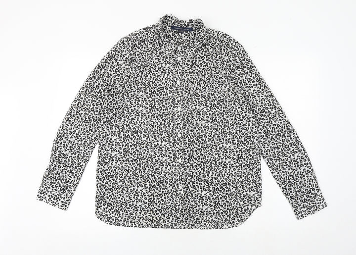French Connection Womens Multicoloured Animal Print Polyester Basic Button-Up Size 10 Collared - Leopard Print