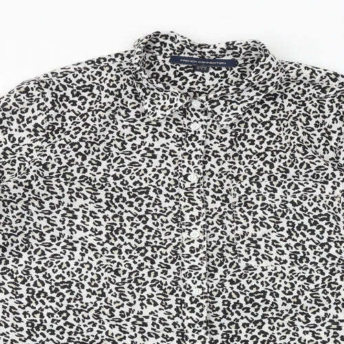 French Connection Womens Multicoloured Animal Print Polyester Basic Button-Up Size 10 Collared - Leopard Print
