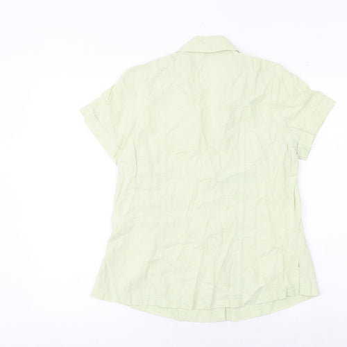 Marks and Spencer Womens Green Linen Basic Button-Up Size 12 Collared