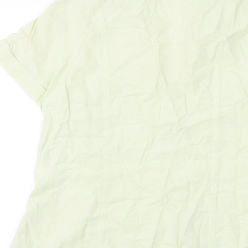 Marks and Spencer Womens Green Linen Basic Button-Up Size 12 Collared