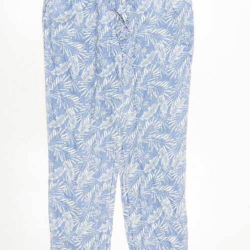 NEXT Womens Blue Geometric Lyocell Carpenter Trousers Size 10 Regular Tie - Leaf Pattern