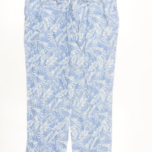 NEXT Womens Blue Geometric Lyocell Carpenter Trousers Size 10 Regular Tie - Leaf Pattern