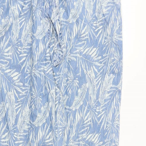 NEXT Womens Blue Geometric Lyocell Carpenter Trousers Size 10 Regular Tie - Leaf Pattern