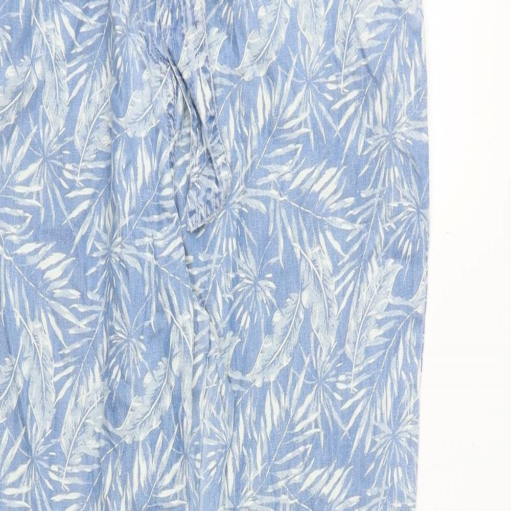 NEXT Womens Blue Geometric Lyocell Carpenter Trousers Size 10 Regular Tie - Leaf Pattern