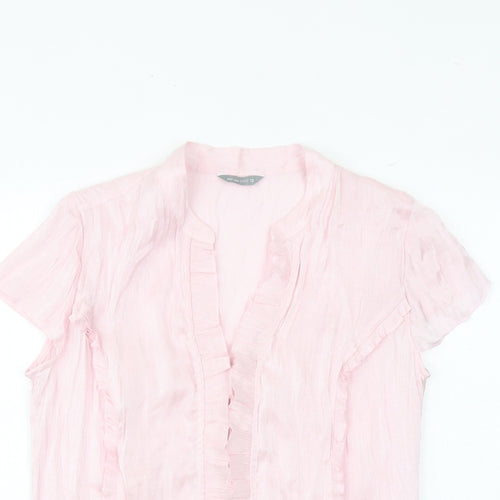 Per Una Womens Pink Viscose Basic Button-Up Size 12 V-Neck