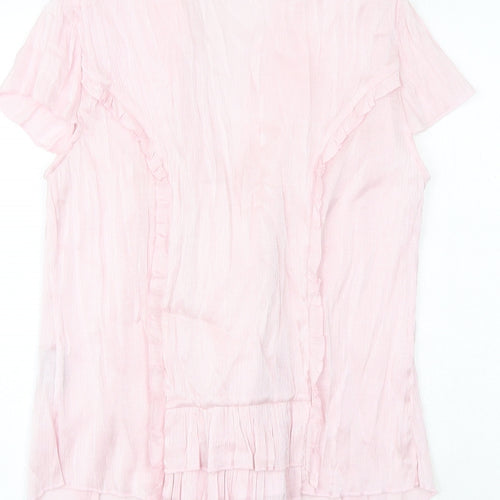 Per Una Womens Pink Viscose Basic Button-Up Size 12 V-Neck