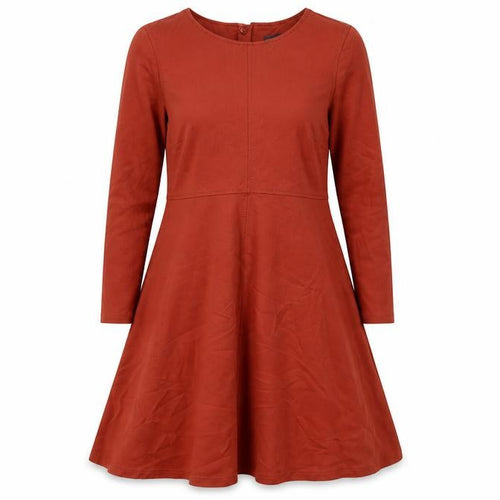 Marks and Spencer Womens Orange Viscose Fit & Flare Size 12 Round Neck Zip