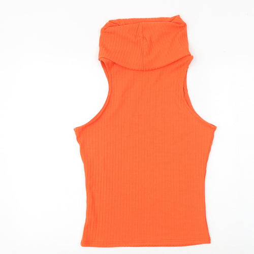 River Island Womens Orange Polyester Basic Tank Size 12 Roll Neck