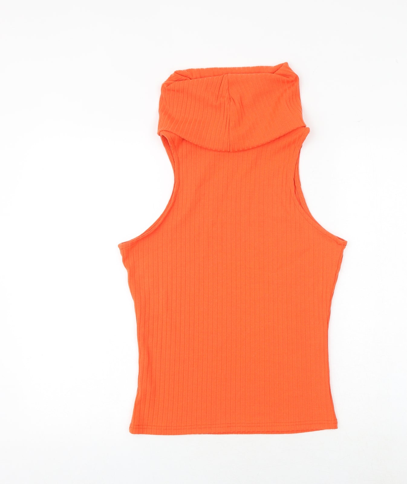 River Island Womens Orange Polyester Basic Tank Size 12 Roll Neck