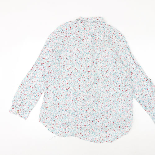 Marks and Spencer Womens Multicoloured Geometric 100% Cotton Basic Button-Up Size 16 Collared