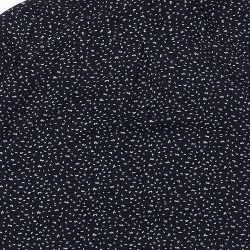 Contemplay Womens Blue Geometric Polyester Basic Button-Up Size L Collared