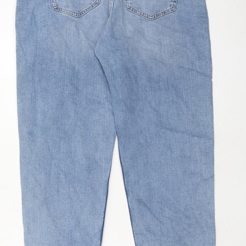 Marks and Spencer Womens Blue Cotton Boyfriend Jeans Size 18 Regular Zip