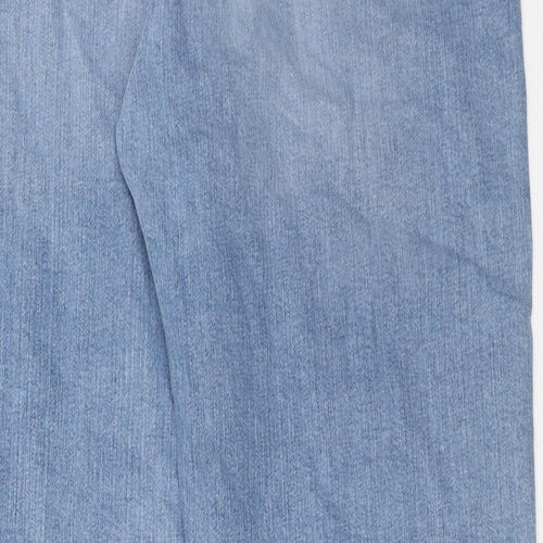 Marks and Spencer Womens Blue Cotton Boyfriend Jeans Size 18 Regular Zip