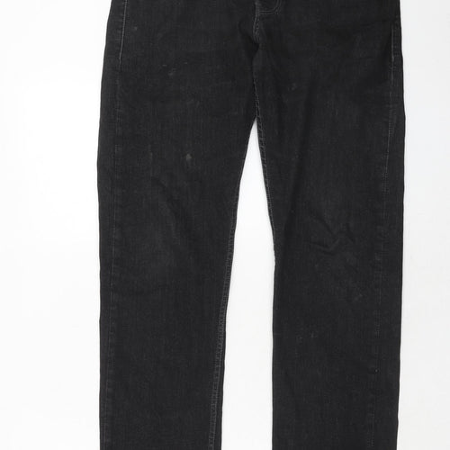 JED Mens Black Cotton Straight Jeans Size 32 in Regular Button