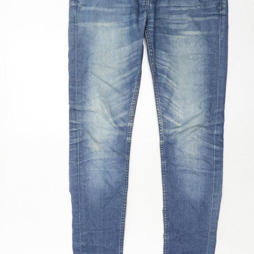 New Look Mens Blue Cotton Skinny Jeans Size 28 in L32 in Regular Zip