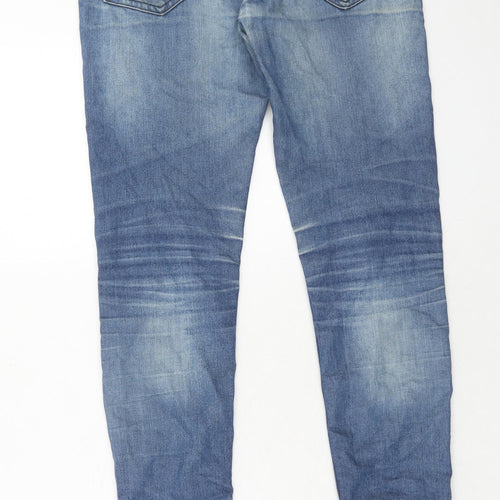 New Look Mens Blue Cotton Skinny Jeans Size 28 in L32 in Regular Zip