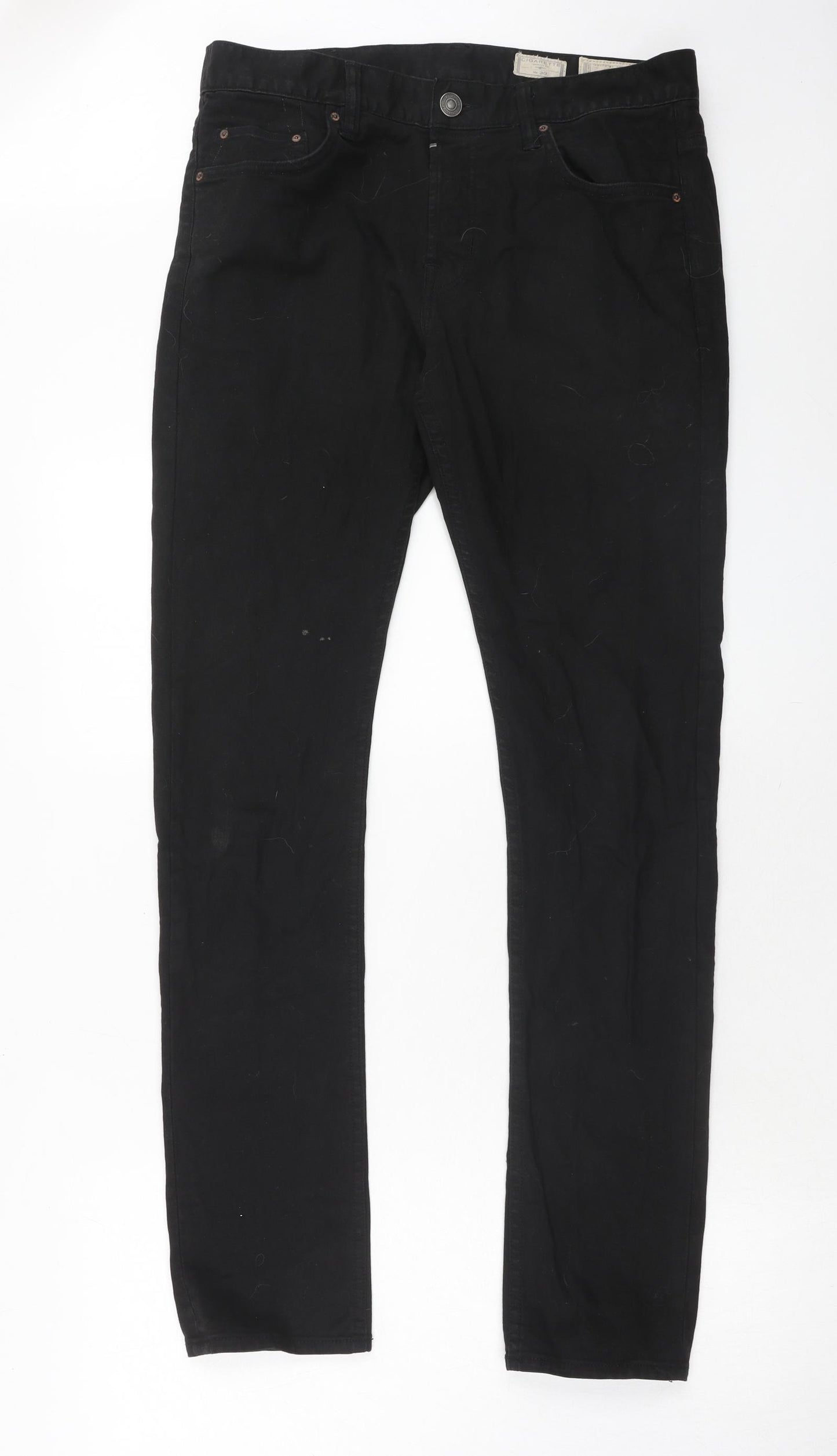 AllSaints Mens Black Cotton Skinny Jeans Size 30 in Regular Button