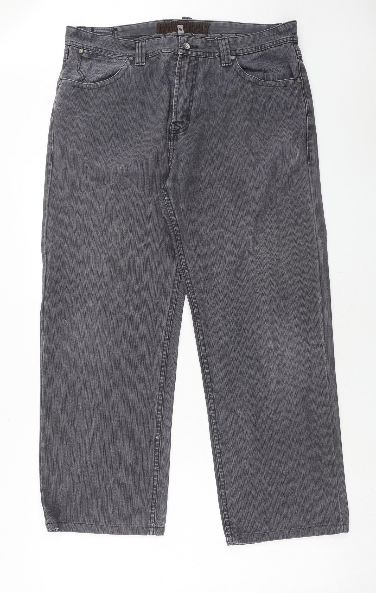 MANTARAY PRODUCTS Mens Grey Cotton Straight Jeans Size 36 in Regular Zip