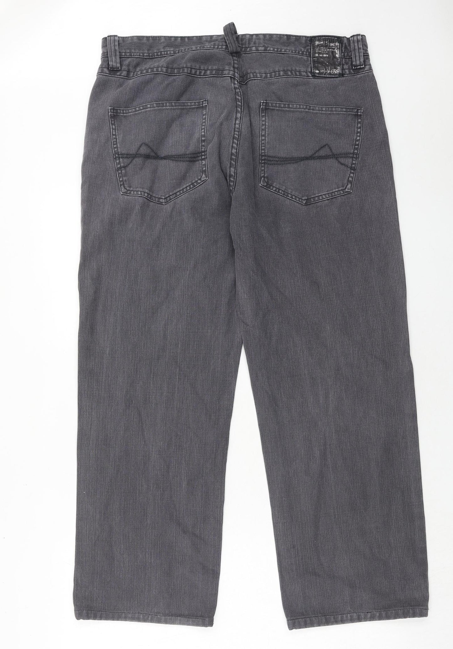 MANTARAY PRODUCTS Mens Grey Cotton Straight Jeans Size 36 in Regular Zip