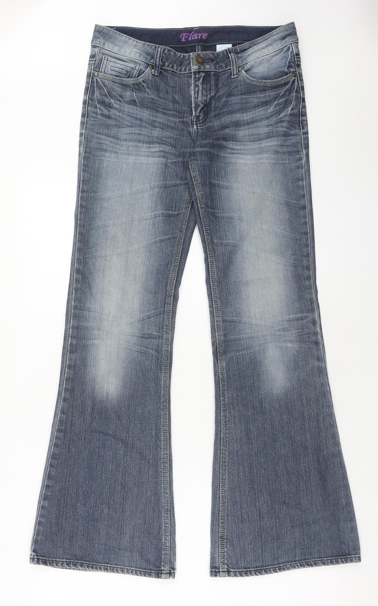 NEXT Womens Blue Cotton Bootcut Jeans Size 10 Regular Zip